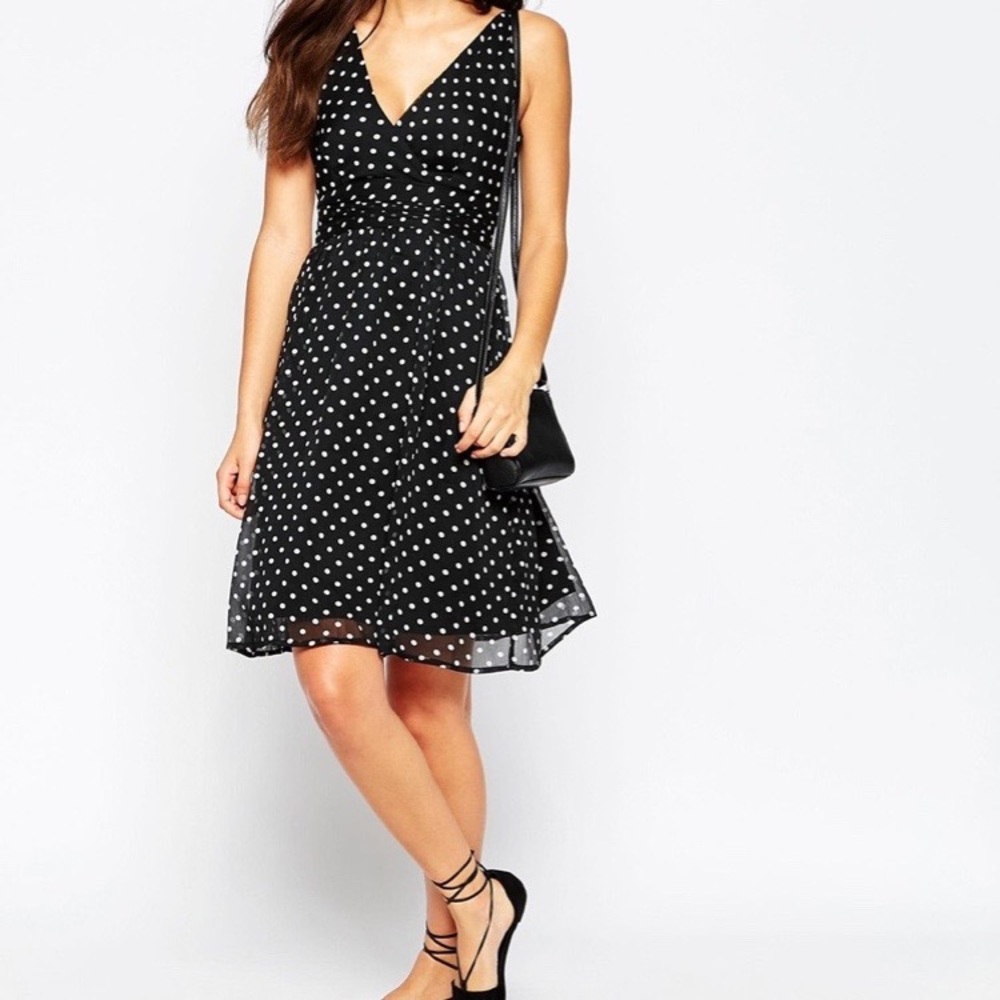 ASOS Black Polka Dot Skater Retro Swing Dress